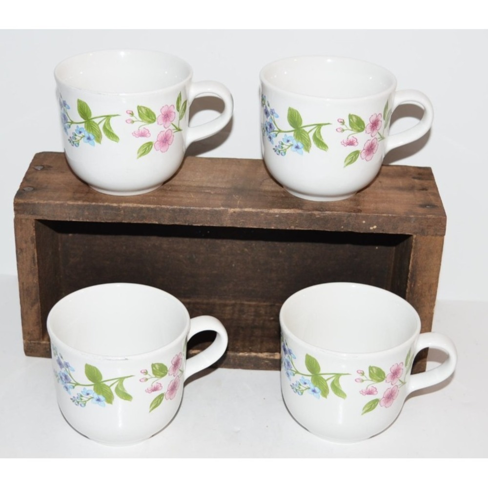 Vtg Corelle Delicate Array Floral Cups mugs  Set of 4 retired pattern